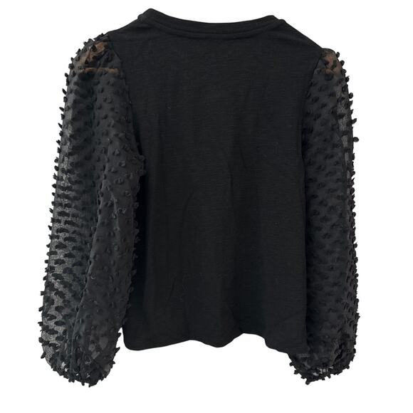 Anthropologie Maeve Textured-Sleeve Top Black Size XS Petite - Picture 5 of 10